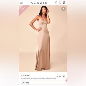 BNWT Azazie Mei Satin Dress in English Rose